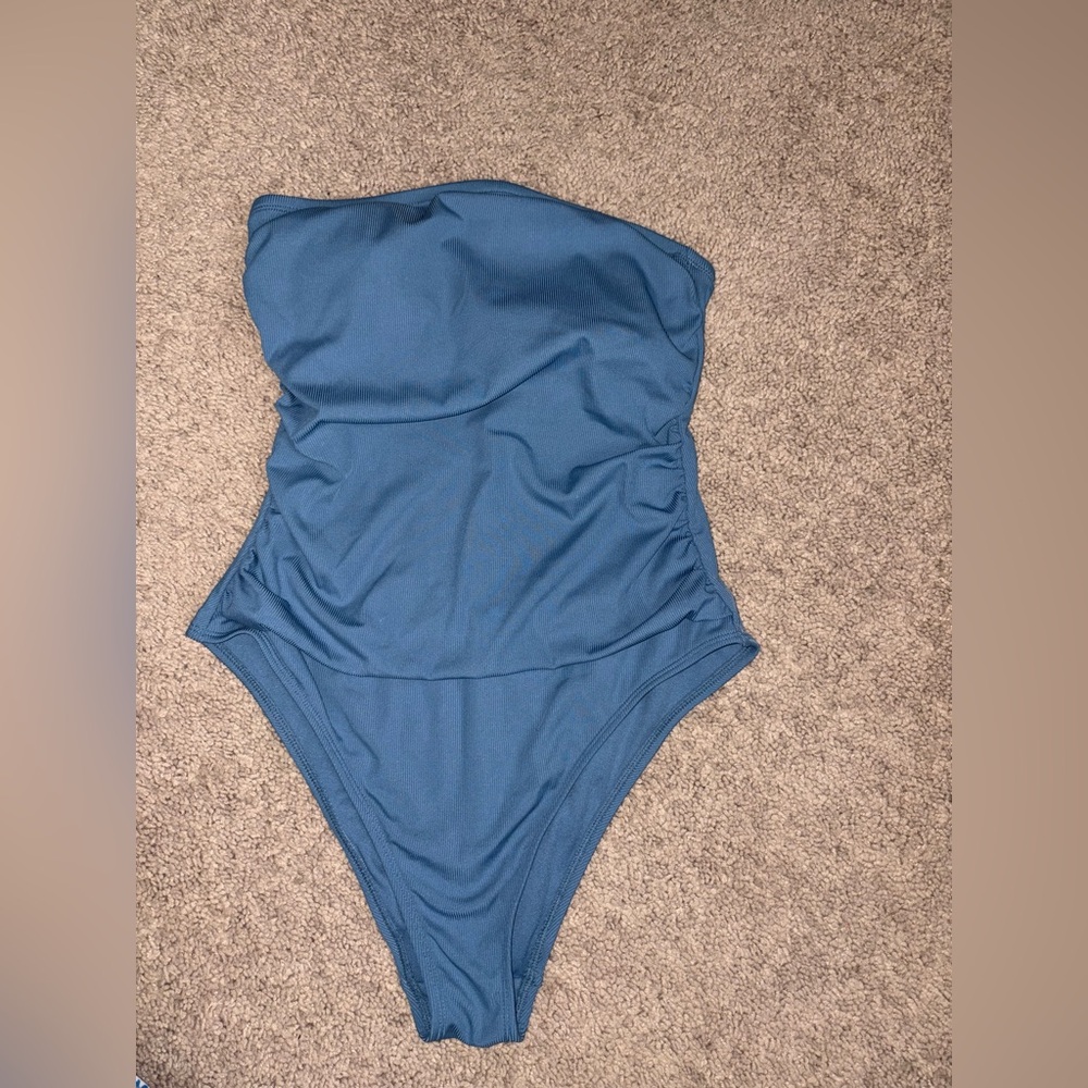 Light blue strapless one piece